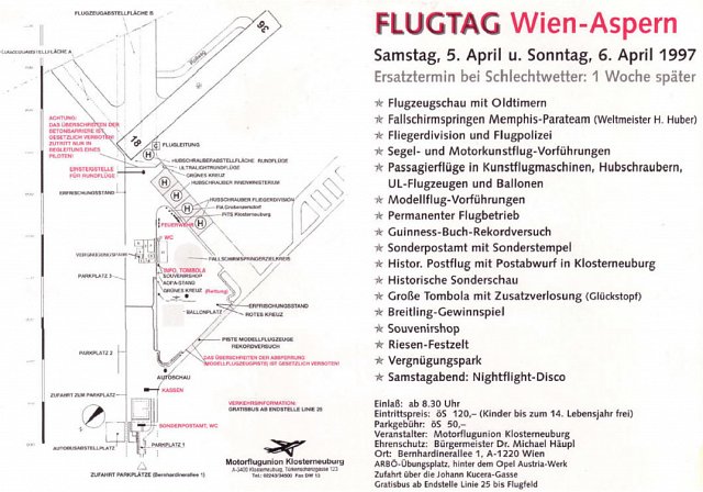 Anfahrtskarte Flugtag Wien-Aspern 1997